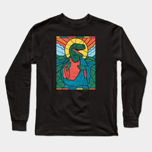 Funny T-Rex Stained Glass Dinosaur Tyrannosaurus Rex Long Sleeve T-Shirt